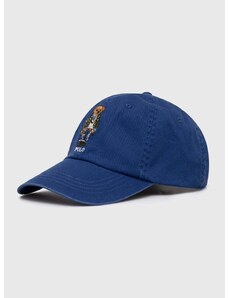 Памучна шапка с козирка Polo Ralph Lauren в синьо с апликация 710706538