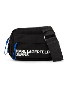 KARL LAGERFELD JEANS Чанта за през рамо тип преметка 'Utility' синьо / черно / бяло