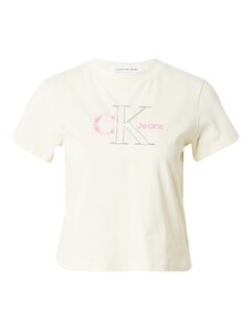 Calvin Klein Jeans Тениска кремаво / циан / светлорозово / бяло