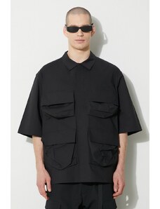Риза Y-3 Short Sleeve Pocket Shirt мъжка в черно със свободна кройка с класическа яка IV5657