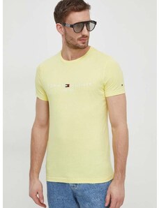 Памучна тениска Tommy Hilfiger в жълто с апликация MW0MW11797