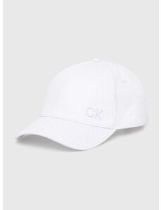 Памучна шапка с козирка Calvin Klein в бяло с апликация K60K611999