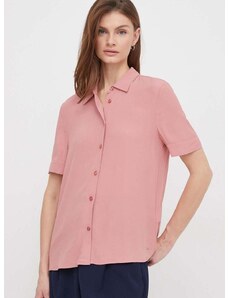 Риза Tommy Hilfiger дамска в розово със стандартна кройка с класическа яка WW0WW41831