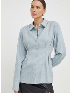 Риза Gestuz дамска в сиво със стандартна кройка с класическа яка 10908673