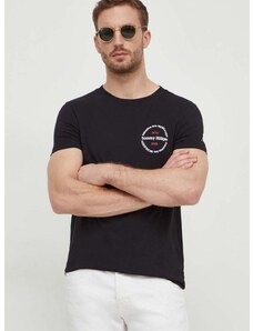 Памучна тениска Tommy Hilfiger в черно с принт MW0MW34390