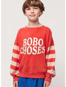 Детски памучен суичър Bobo Choses в червено с десен
