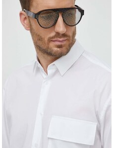 Риза Calvin Klein мъжка в бяло със свободна кройка с класическа яка K10K110851