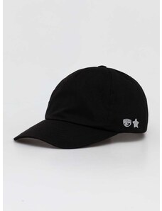 Памучна шапка с козирка Chiara Ferragni EYE STAR в черно с изчистен дизайн 76SBZK19