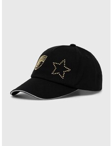 Памучна шапка с козирка Chiara Ferragni EYE STAR в черно с апликация 76SBZK13