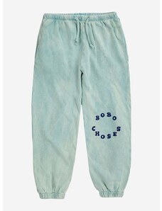 Детски памучен спортен панталон Bobo Choses в синьо с принт