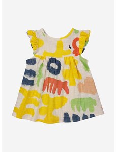 Бебешка памучна рокля Bobo Choses в жълто къса разкроена