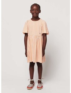 Детска памучна рокля Bobo Choses в оранжево къса разкроена