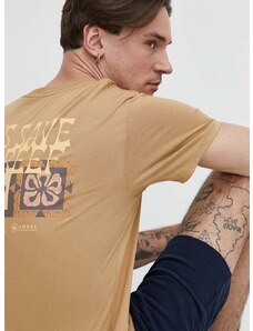 Памучна тениска Billabong X CORAL GARDENERS в бежово с принт