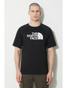 Памучна тениска The North Face M S/S Raglan Easy Tee в черно с принт NF0A87N7JK31
