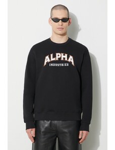 Суичър Alpha Industries College Sweater в черно с принт 146301