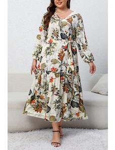 LoveYourCurvy Дълга макси рокля на волани с флорален принт