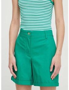 Къс панталон Tommy Hilfiger в зелено с изчистен дизайн висока талия WW0WW41769