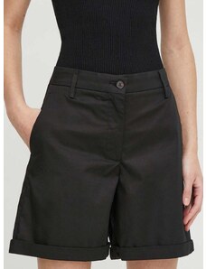Къс панталон Tommy Hilfiger в черно с изчистен дизайн висока талия WW0WW41769