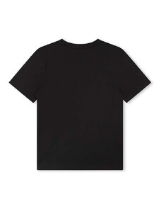 Детска памучна тениска BOSS в черно с принт