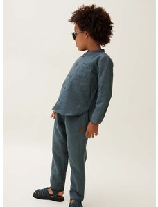 Детски панталон с лен Liewood Orlando Linen Pants в синьо с изчистен дизайн