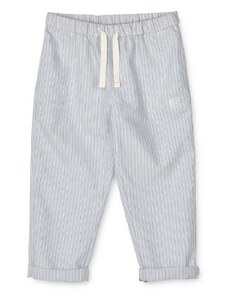 Детски памучен панталон Liewood Orlando Stripe Pants в синьо с десен