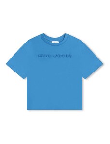 Детска памучна тениска Marc Jacobs в синьо с принт