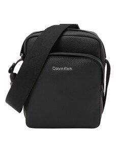 Calvin Klein Чанта за през рамо тип преметка черно / сребърно