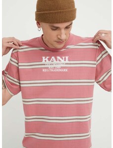 Памучна тениска Karl Kani в розово с десен