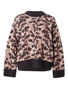 NÜMPH Пуловер 'LEONI' телесен цвят / ръждиво кафяво / черно / мръсно бяло