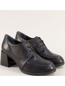ТУРЦИЯ Комфортни дамски обувки на среден ток в черна кожа