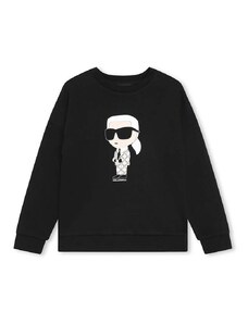 Детски суичър Karl Lagerfeld в черно с принт