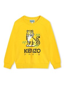 Детски памучен суичър Kenzo Kids в жълто с принт