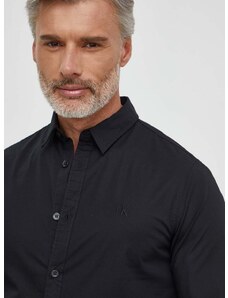 Риза Calvin Klein Jeans мъжка в черно с кройка по тялото класическа яка J30J324614