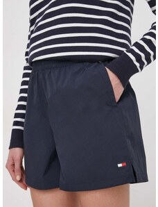 Къс панталон Tommy Hilfiger в тъмносиньо с изчистен дизайн висока талия WW0WW41521