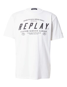 REPLAY Тениска черно / естествено бяло
