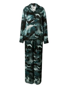 BOSS Black Пижама 'SEASONAL' нефритено зелено / тъмнозелено / бяло