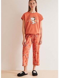Памучна пижама women'secret Snoopy в оранжево от памук 3137607