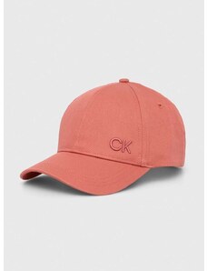 Памучна шапка с козирка Calvin Klein в червено с апликация K60K612000