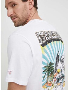 Памучна тениска Guess SURFING в бяло с принт F4GI07 I3Z14