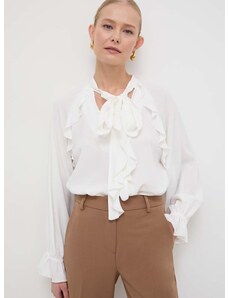 Блуза с коприна Marella в бяло с изчистен дизайн 2413111101200