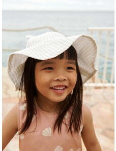 Детска памучна капела Liewood Amelia Seersucker Sun Hat With Ears в лилаво от памук