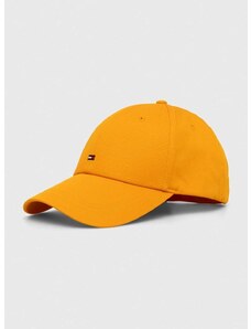 Памучна шапка с козирка Tommy Hilfiger в оранжево с изчистен дизайн AM0AM11478