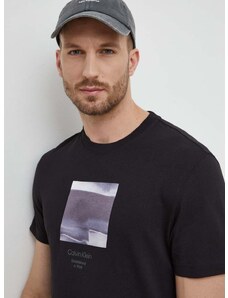 Памучна тениска Calvin Klein в черно с принт K10K112488