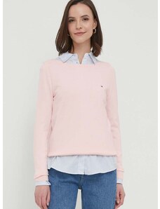 Пуловер Tommy Hilfiger дамски в розово от лека материя WW0WW40099