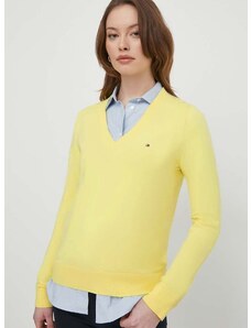 Пуловер Tommy Hilfiger дамски в жълто от лека материя WW0WW40098