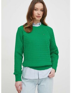 Памучен пуловер Tommy Hilfiger в зелено от лека материя WW0WW41142