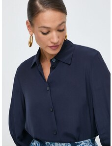 Риза Armani Exchange дамска в тъмносиньо със свободна кройка с класическа яка 3DYC09 YNXZZ