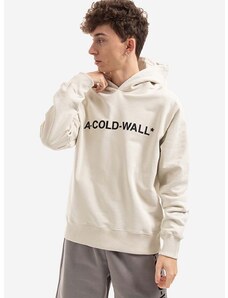 Памучен суичър A-COLD-WALL* Essential Logo Hoodie в бежово с качулка с принт