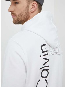 Памучен суичър Calvin Klein в бяло с качулка принт K10K112439