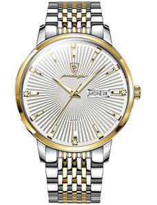 Мъжки часовник Poedagar CS1409, неръждаема стомана, сребристо-златист, бял циферблат